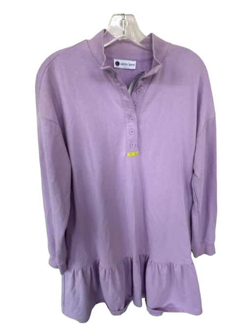 Caryn Lawn Size Est L Purple Cotton Long Sleeve Buttons Dress Purple / Est L