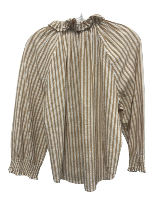 Veronica Beard Jeans Size L White & Beige Cotton Blend Seersucker Striped Top White & Beige / L
