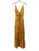 Minkpink Size XS Orange & Yellow Viscose Blend Paisley Print Tie Front Dress Orange & Yellow / XS