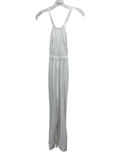 Jonathan Simkhai Size S White Rayon & Nylon Sleeveless Hatler Neck Jumpsuit White / S