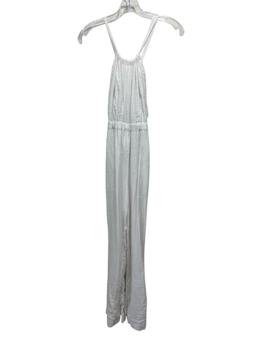 Jonathan Simkhai Size S White Rayon & Nylon Sleeveless Hatler Neck Jumpsuit White / S