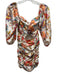 runaway Size S Cream White & Multi Polyester Satin Floral Off Shoulder Dress Cream White & Multi / S