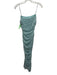 SABO Size XS Sage Green & White Polyester Floral Spaghetti Strap Side Zip Dress Sage Green & White / XS