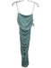 SABO Size XS Sage Green & White Polyester Floral Spaghetti Strap Side Zip Dress Sage Green & White / XS
