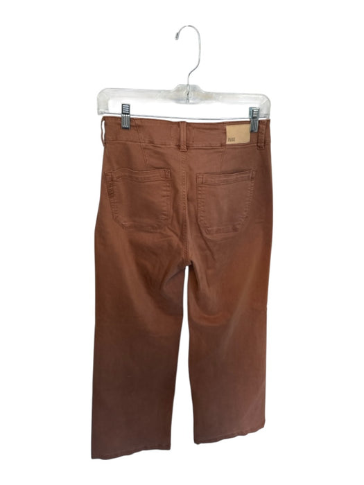 Paige Size 26 Brown Cotton Blend High Waist Wide Leg Pants Brown / 26