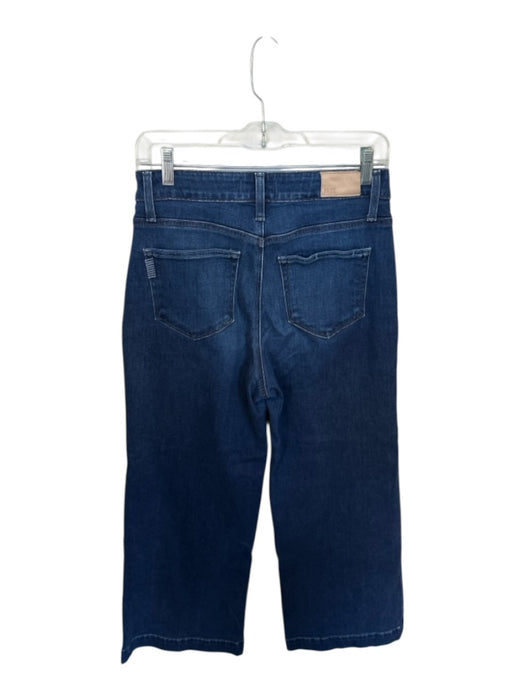 Paige Size 27 Med Dark Wash Cotton Blend High Waist Wide Leg Cropped Jeans Med Dark Wash / 27