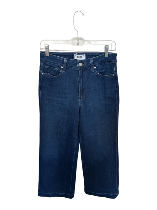 Paige Size 27 Med Dark Wash Cotton Blend High Waist Wide Leg Cropped Jeans Med Dark Wash / 27