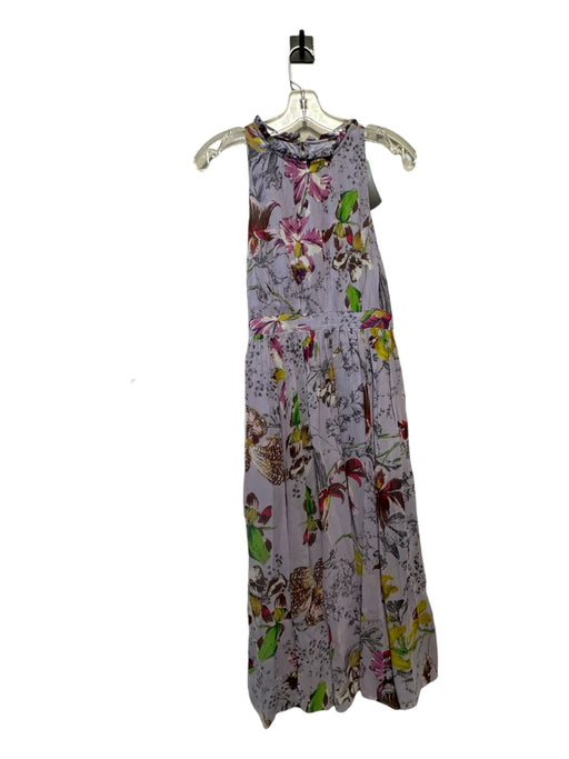 Anthropologie Size 4 Lavendar Viscose Scrunched Waist Flora & Fauna Midi Dress Lavendar / 4