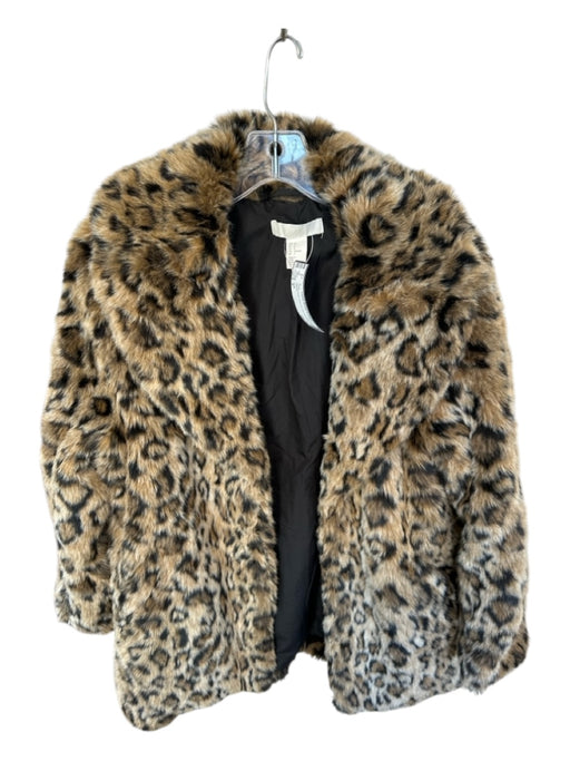 H&M Size 8 Tan & black Faux Fur Animal Print Coat Tan & black / 8