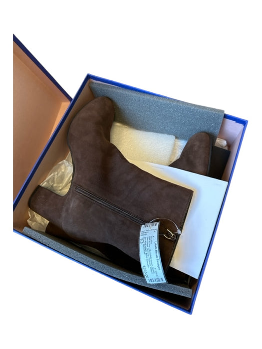 Stuart Weitzman Shoe Size 9.5 Chocolate Brown Suede Block Heel Side Zip Booties Chocolate Brown / 9.5