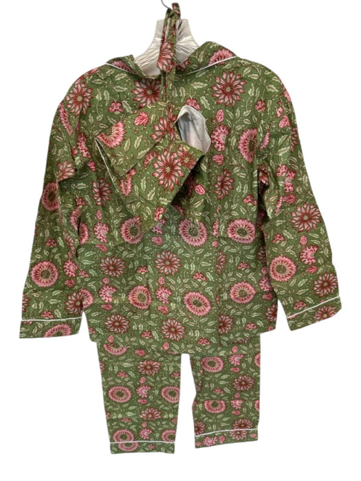 Size S Green & Pink Cotton Long Sleeve Flowers Pants Pajamas Green & Pink / S