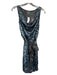 Aqua Size 0 Black & Blue Sequin Sleeveless Cowl Neck Sash Belt Dress Black & Blue / 0