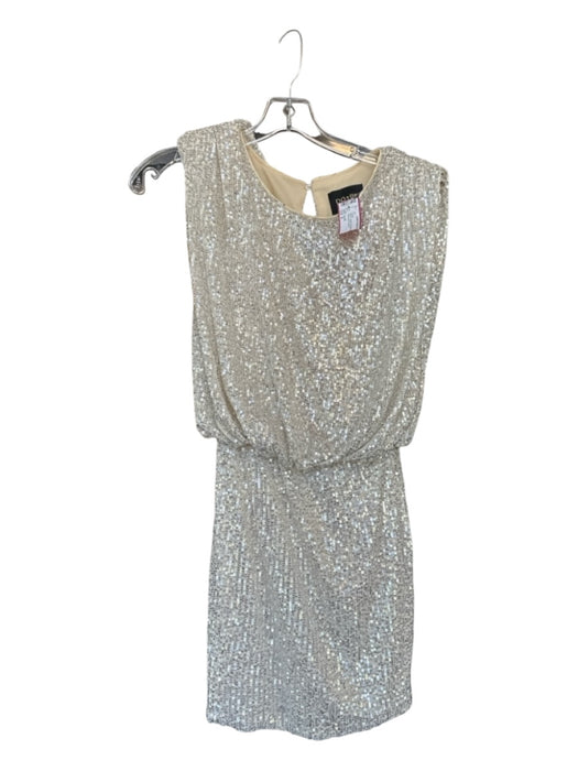 DO+BE Size S Silver Sequin Shoulder Pads Sleeveless Dress Silver / S