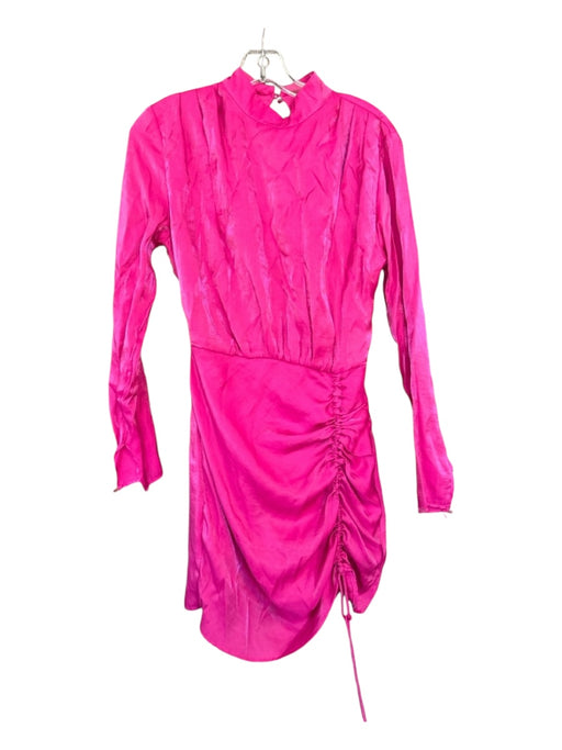 Finders Keepers Size 4 Magenta Viscose Blend Long Sleeve Drawstring Side Dress Magenta / 4