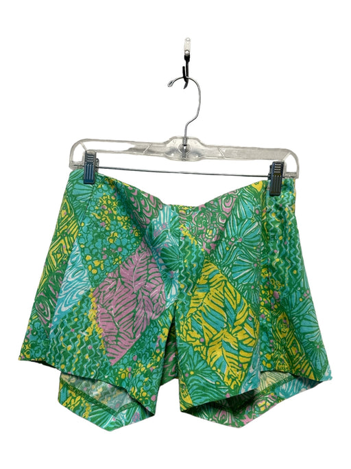 Lilly Pulitzer Size 0 Green, Pink, Yellow Cotton Abstract Back Zip Shorts Green, Pink, Yellow / 0