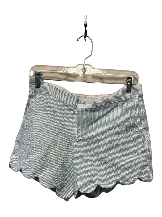 Lilly Pulitzer Size 2 White & Blue Cotton Seersucker Striped Scallop Edge Shorts White & Blue / 2