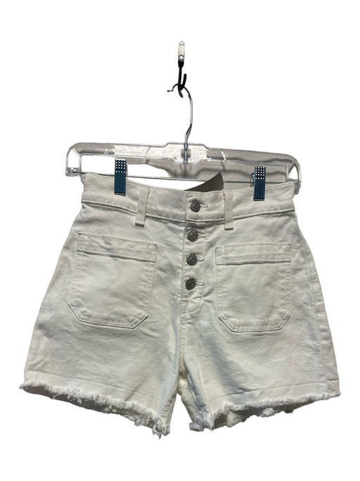 Madewell Size 24 White Cotton Denim Button Fly Fringe Hem Shorts White / 24
