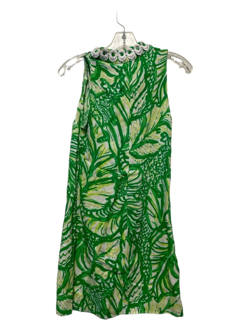Lilly Pulitzer Size 00 Green & White Rayon Sleeveless zipper front Dress Green & White / 00