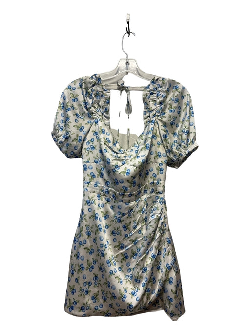 Song of Style Size S Blue & Green Polyester Short Balloon Sleeve Dress Blue & Green / S