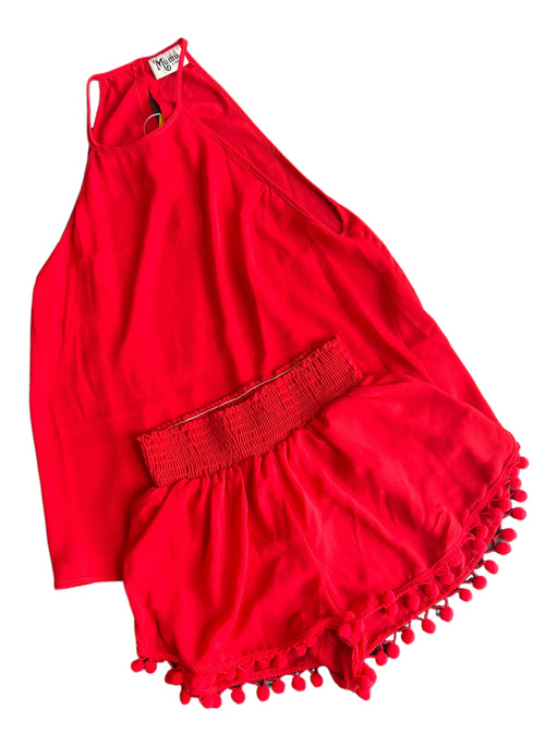 Show Me Your Mumu Size XS/S Red Polyester Pom Pom Cropped Short Set Red / XS/S