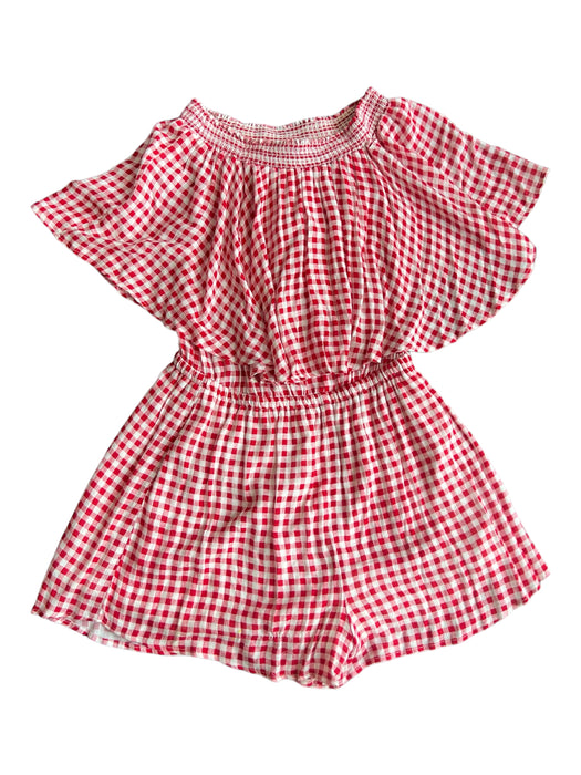 Show Me Your Mumu Size S Red & White Rayon Off Shoulder Checkered Romper Red & White / S