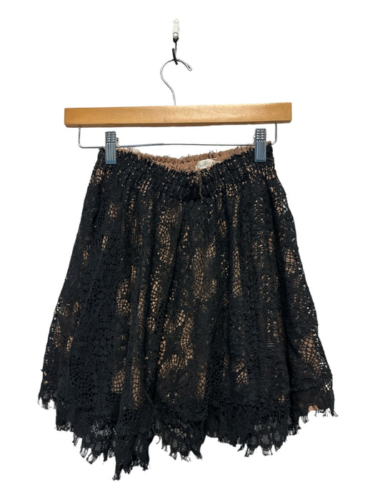 Loveshackfancy Size 0 Tan & black Lace Elastic Waist Mini Skirt Tan & black / 0