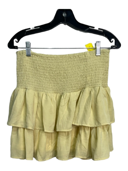 She + Sky Size M/L Pale Yellow Polyester Long Sleeve smocked Mini Skirt Set Pale Yellow / M/L