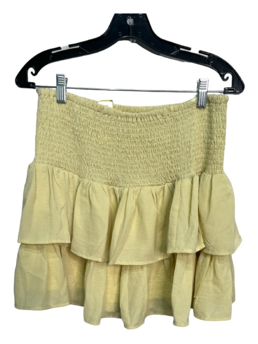 She + Sky Size M/L Pale Yellow Polyester Long Sleeve smocked Mini Skirt Set Pale Yellow / M/L