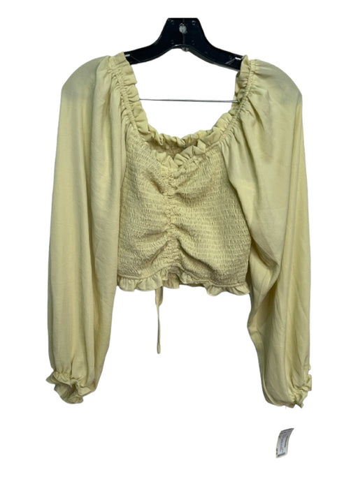 She + Sky Size M/L Pale Yellow Polyester Long Sleeve smocked Mini Skirt Set Pale Yellow / M/L