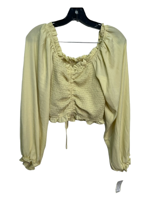 She + Sky Size M/L Pale Yellow Polyester Long Sleeve smocked Mini Skirt Set Pale Yellow / M/L