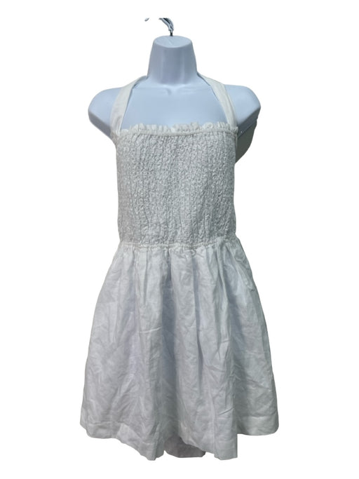 Peppermayo Size 12 White Linen & Cotton Smocked Mini Crossover Back Dress White / 12
