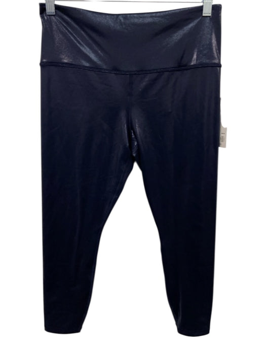 Athleta Size L Navy Blue Polyester & Lycra Shimmer Racerback Shelf Bra Pant Set Navy Blue / L