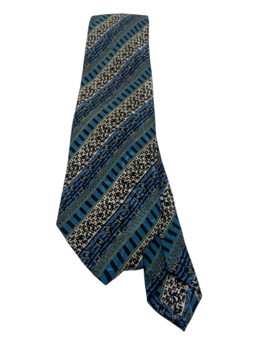 Brioni Blue & Beige Silk Abstract Men's Ties