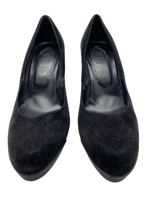 Tods Shoe Size 38 Black Suede Rubber Sole Almond Toe Pumps Black / 38