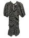 Ganni Size 34 Brown & Black Cotton & Polyester Short Puff Sleeve Plaid Dress Brown & Black / 34