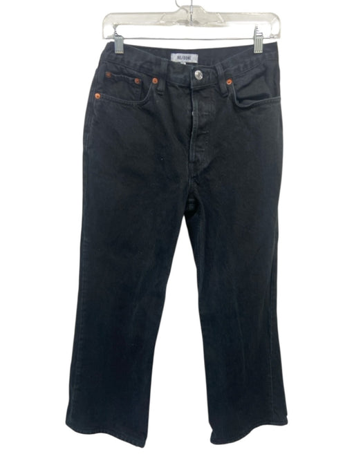 RE/DONE Size 27 Black Cotton Denim Button Fly High Rise Straight Leg Jeans Black / 27