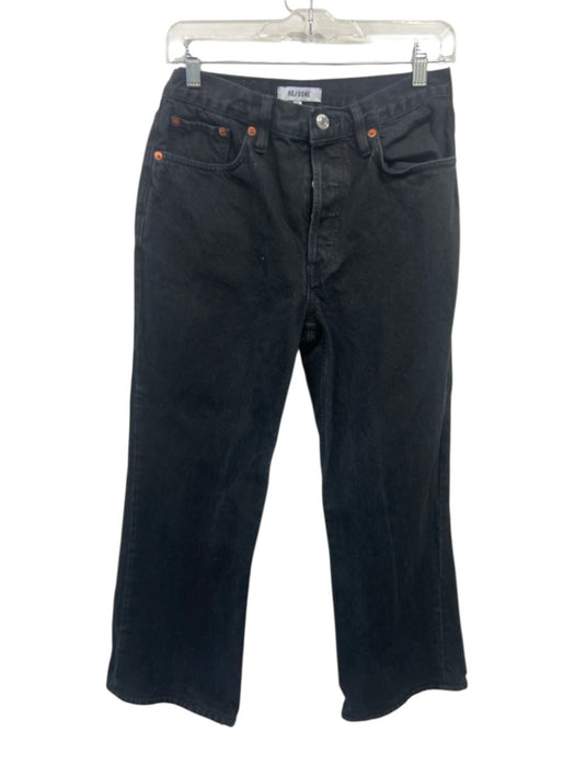 RE/DONE Size 27 Black Cotton Denim Button Fly High Rise Straight Leg Jeans Black / 27
