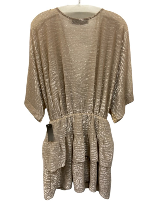 IRO Size 36 Beige, Silver, Gold Polyester Blend Half Sleeve Peplum Mini Dress Beige, Silver, Gold / 36