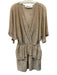 IRO Size 36 Beige, Silver, Gold Polyester Blend Half Sleeve Peplum Mini Dress Beige, Silver, Gold / 36