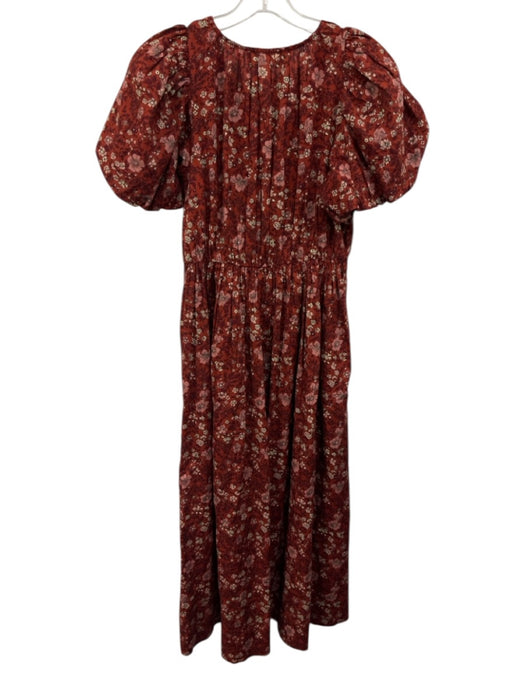 The Great Size Est S red, pink, white Cotton Short Balloon Sleeve Floral Dress red, pink, white / Est S