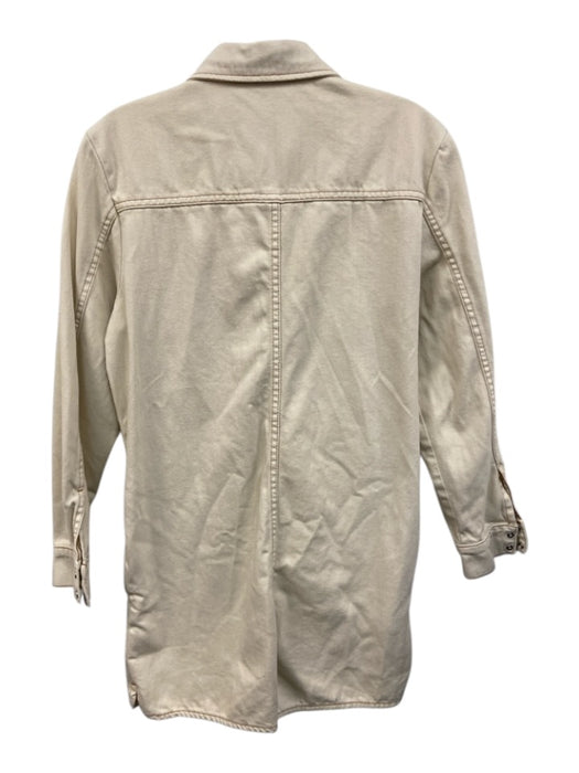 MNG by Mango Size S Cream White Cotton Denim Contrast Stitch Snap Button Romper Cream White / S