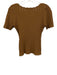 Sezane Size S Brown Viscose Blend Short Sleeve Knit Pattern Scallop Edge Top Brown / S
