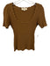 Sezane Size S Brown Viscose Blend Short Sleeve Knit Pattern Scallop Edge Top Brown / S