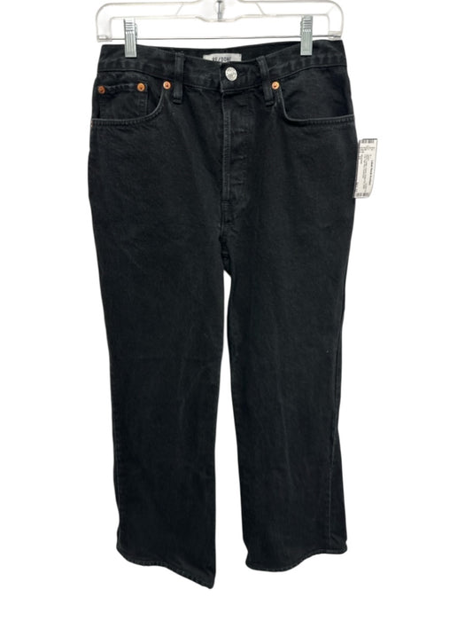RE/DONE Size 27 Black Cotton Denim Button Fly Wide Leg High Rise Jeans Black / 27