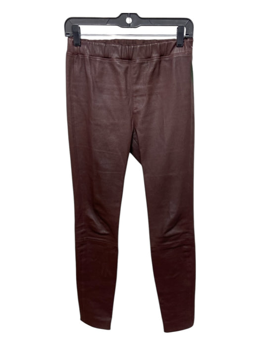 Helmut Lang Size 6 Red Brown Lamb leather Elastic Waist High Rise Legging Pants Red Brown / 6