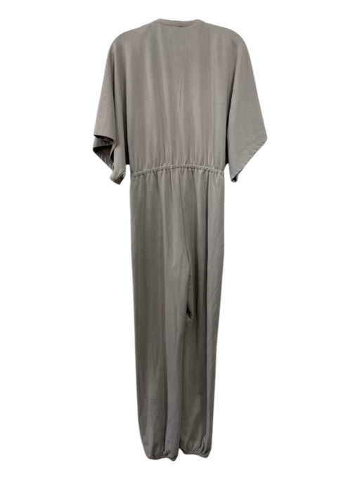 Sundays Size XS Taupe Cotton & Polyester V Neck Elastic Waist Jumpsuit Taupe / XS