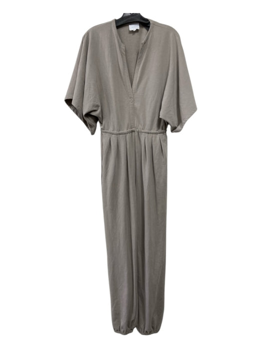 Sundays Size XS Taupe Cotton & Polyester V Neck Elastic Waist Jumpsuit Taupe / XS