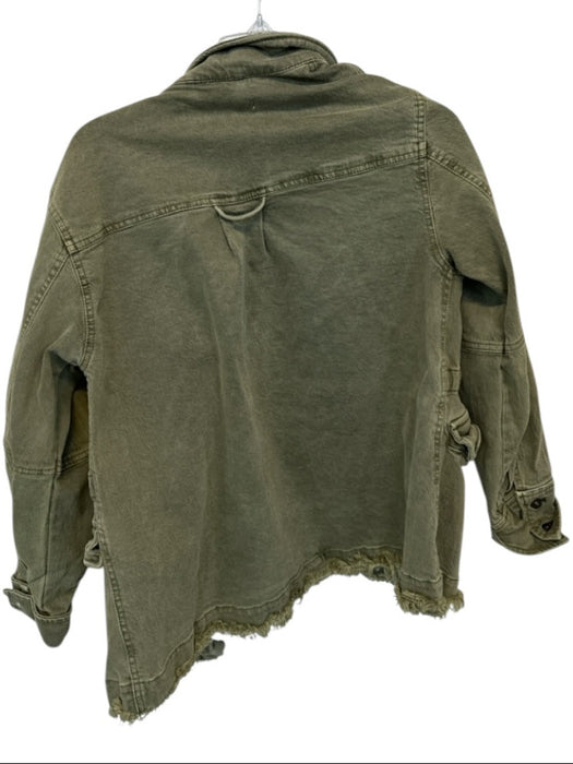 Free People Size M Olive Green Cotton Long Sleeve Cargo Pockets Jacket Olive Green / M