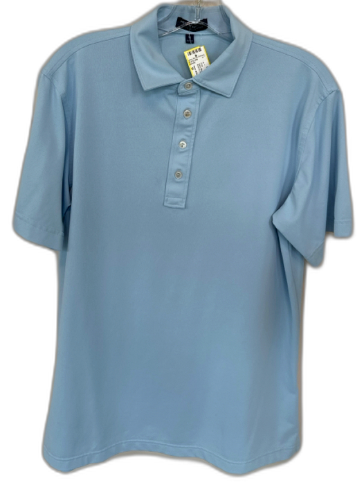 Peter Millar Size M Baby Blue Polyester Solid Buttons Men's Polo Baby Blue / M