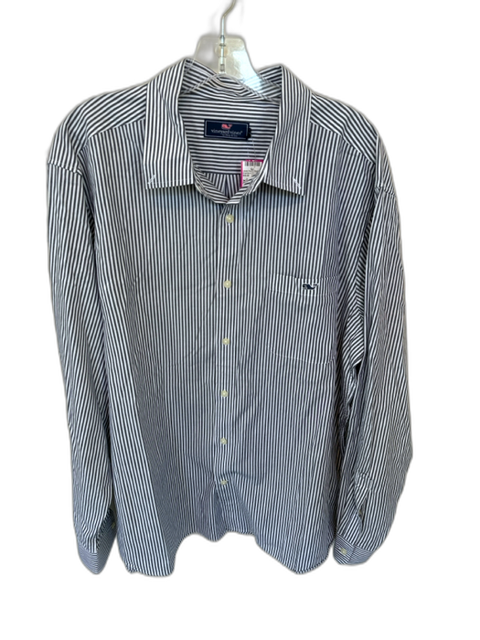 Vineyard vines Size XL Gray & White Cotton Striped Button Down Men's Shirt Gray & White / XL